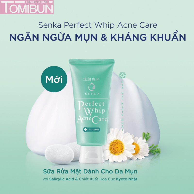 SỮA RỬA MẶT SENKA DÀNH CHO DA MỤN PERFECT WHIP ACNE CARE 100G